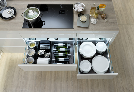 kitchen cupboard with LED lights