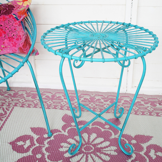 retro blue garden table