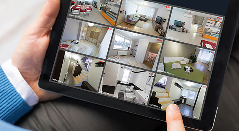 Alarm and CCTV system viewed on tablet