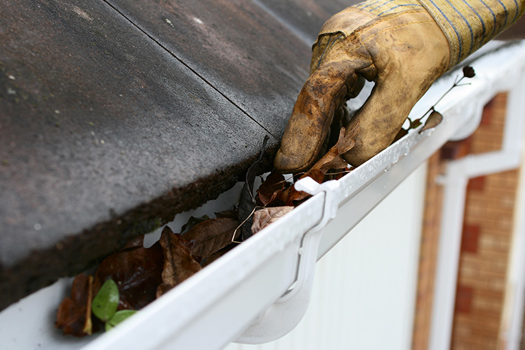 Gutters being cleaned