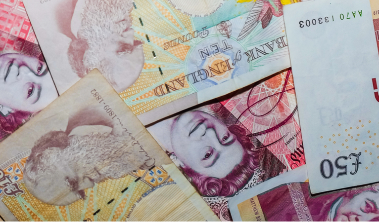 Banknotes laid out