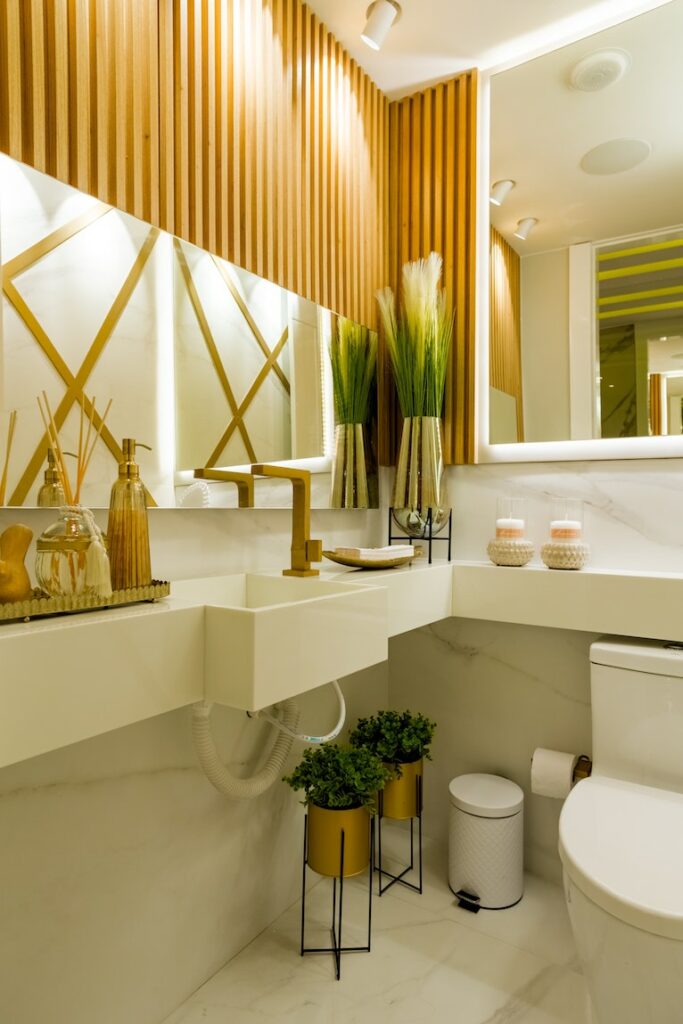 March home updates: Modern bathroom with wood and white design elements