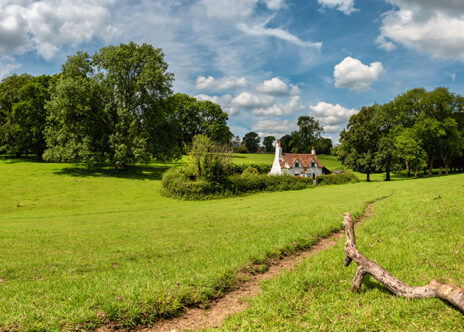 Picture of a house in a green field